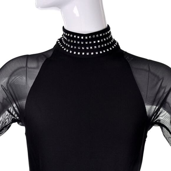 Vintage Tadashi Shoji Floor Length Mesh Rhinestone Dress Size Medium PETITE - Picture 2 of 15